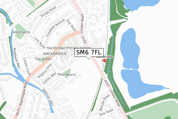 SM6 7FL map - large scale - OS Open Zoomstack (Ordnance Survey)