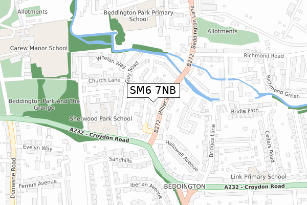 SM6 7NB map - large scale - OS Open Zoomstack (Ordnance Survey)