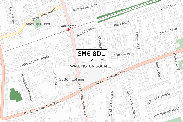 SM6 8DL map - large scale - OS Open Zoomstack (Ordnance Survey)