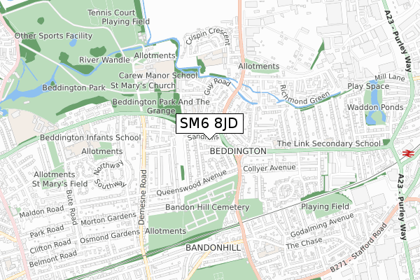 SM6 8JD map - small scale - OS Open Zoomstack (Ordnance Survey)