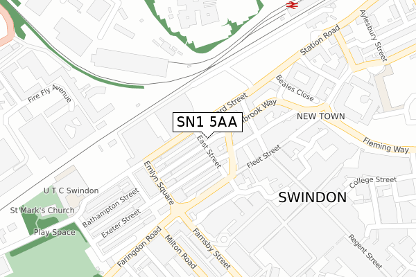 SN1 5AA map - large scale - OS Open Zoomstack (Ordnance Survey)