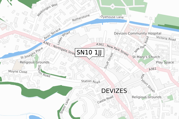 SN10 1JJ map - large scale - OS Open Zoomstack (Ordnance Survey)