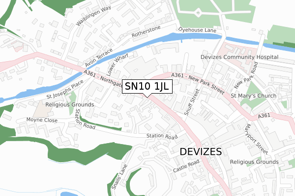 SN10 1JL map - large scale - OS Open Zoomstack (Ordnance Survey)