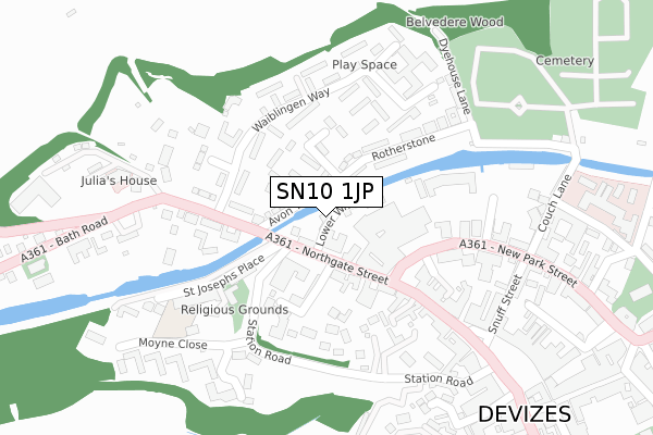 SN10 1JP map - large scale - OS Open Zoomstack (Ordnance Survey)