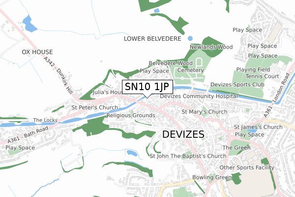 SN10 1JP map - small scale - OS Open Zoomstack (Ordnance Survey)