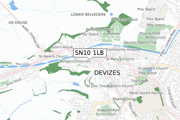 SN10 1LB map - small scale - OS Open Zoomstack (Ordnance Survey)