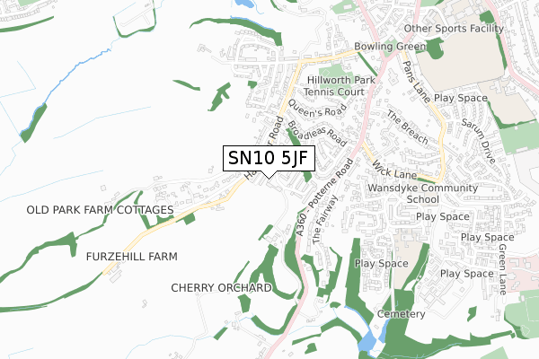 SN10 5JF map - small scale - OS Open Zoomstack (Ordnance Survey)