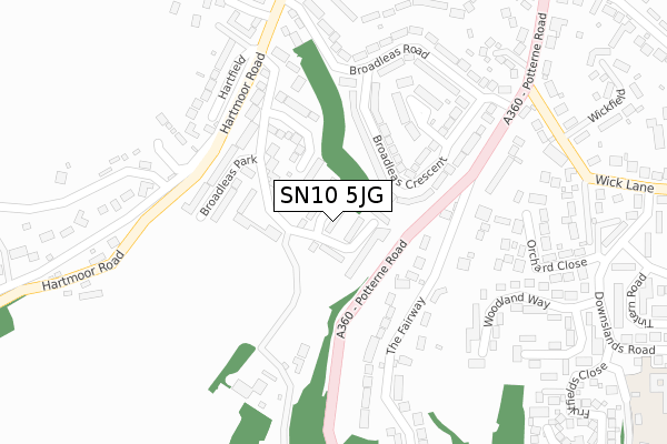 SN10 5JG map - large scale - OS Open Zoomstack (Ordnance Survey)