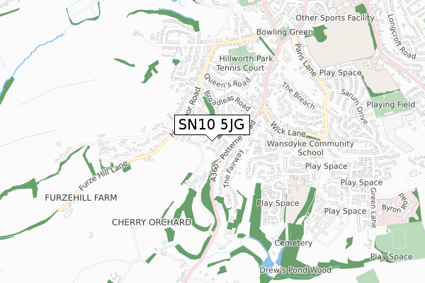 SN10 5JG map - small scale - OS Open Zoomstack (Ordnance Survey)