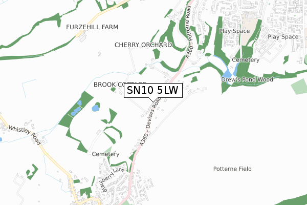 SN10 5LW map - small scale - OS Open Zoomstack (Ordnance Survey)