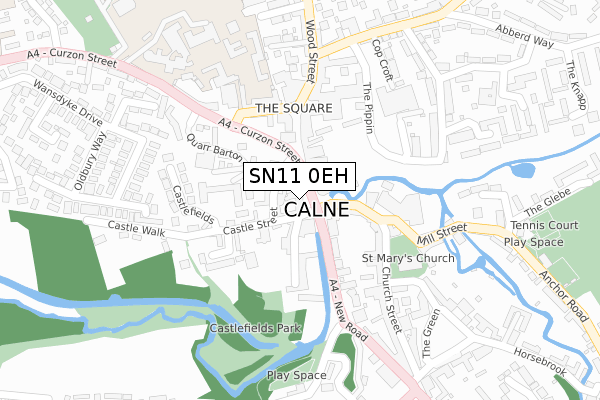 SN11 0EH map - large scale - OS Open Zoomstack (Ordnance Survey)