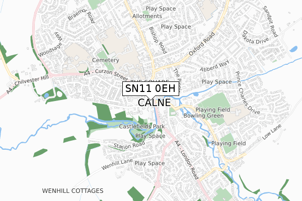 SN11 0EH map - small scale - OS Open Zoomstack (Ordnance Survey)