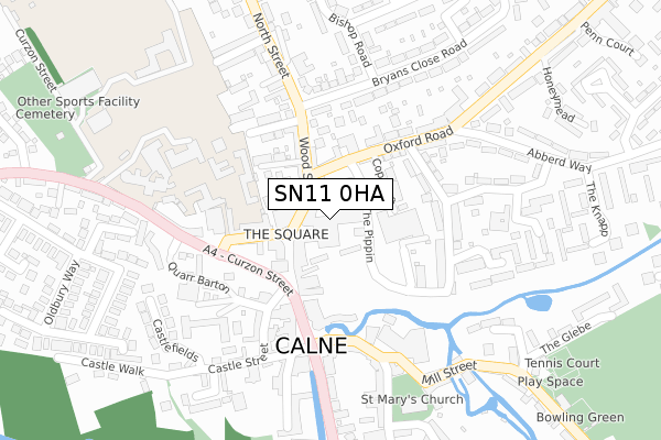 SN11 0HA map - large scale - OS Open Zoomstack (Ordnance Survey)