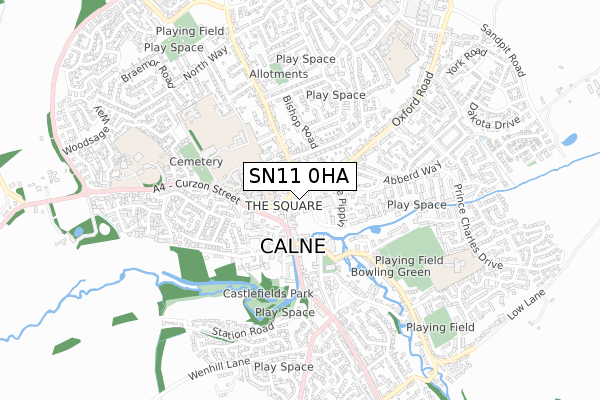 SN11 0HA map - small scale - OS Open Zoomstack (Ordnance Survey)