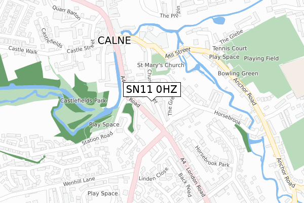 SN11 0HZ map - large scale - OS Open Zoomstack (Ordnance Survey)