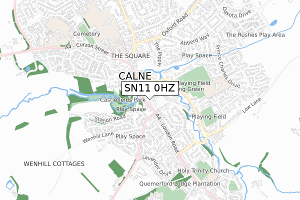 SN11 0HZ map - small scale - OS Open Zoomstack (Ordnance Survey)