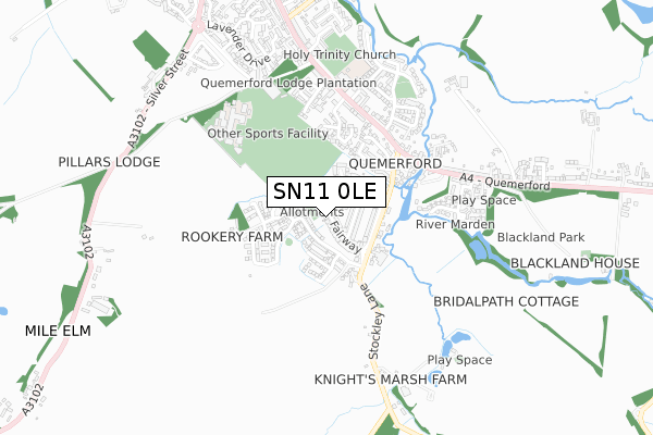 SN11 0LE map - small scale - OS Open Zoomstack (Ordnance Survey)