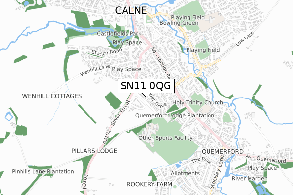 SN11 0QG map - small scale - OS Open Zoomstack (Ordnance Survey)