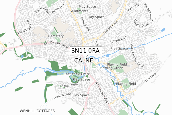 SN11 0RA map - small scale - OS Open Zoomstack (Ordnance Survey)