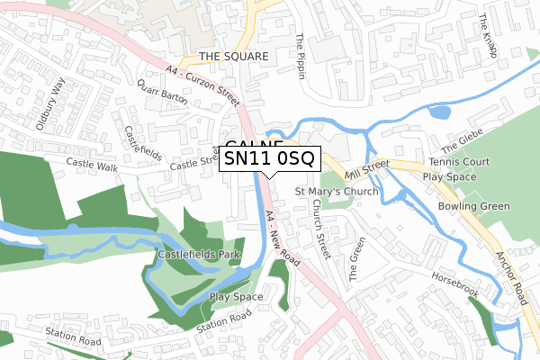 SN11 0SQ map - large scale - OS Open Zoomstack (Ordnance Survey)