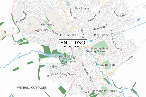 SN11 0SQ map - small scale - OS Open Zoomstack (Ordnance Survey)