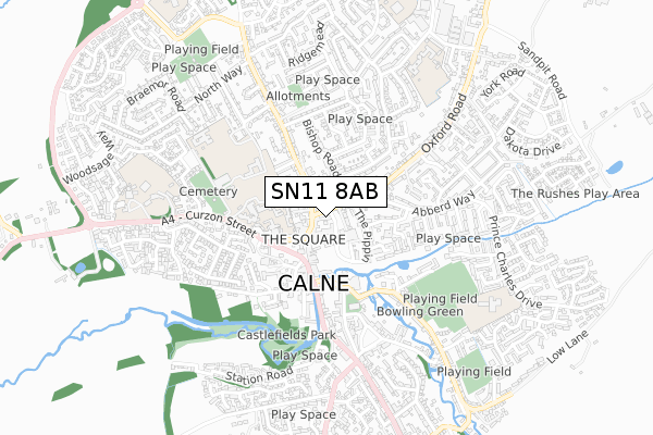 SN11 8AB map - small scale - OS Open Zoomstack (Ordnance Survey)