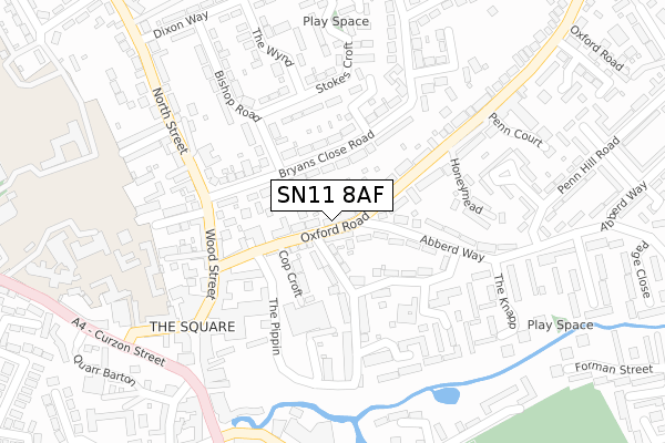 SN11 8AF map - large scale - OS Open Zoomstack (Ordnance Survey)