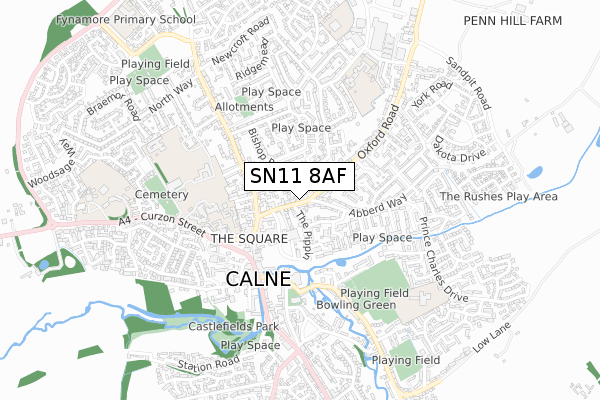 SN11 8AF map - small scale - OS Open Zoomstack (Ordnance Survey)