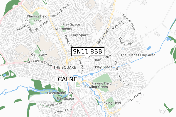 SN11 8BB map - small scale - OS Open Zoomstack (Ordnance Survey)