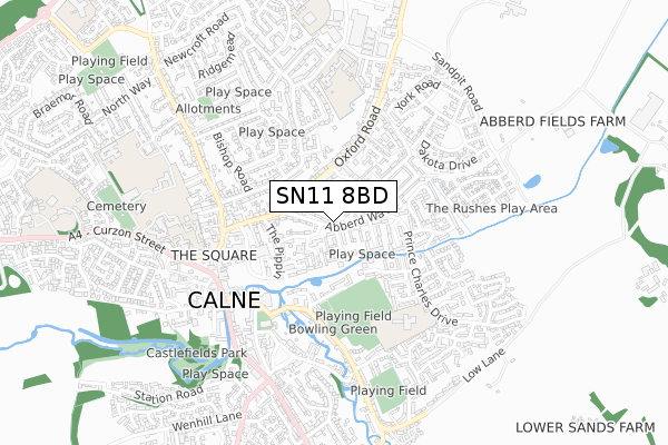 SN11 8BD map - small scale - OS Open Zoomstack (Ordnance Survey)