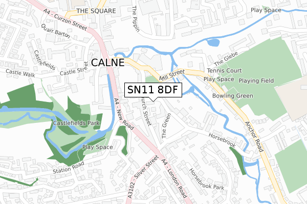 SN11 8DF map - large scale - OS Open Zoomstack (Ordnance Survey)