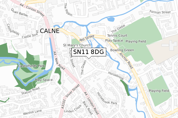 SN11 8DG map - large scale - OS Open Zoomstack (Ordnance Survey)