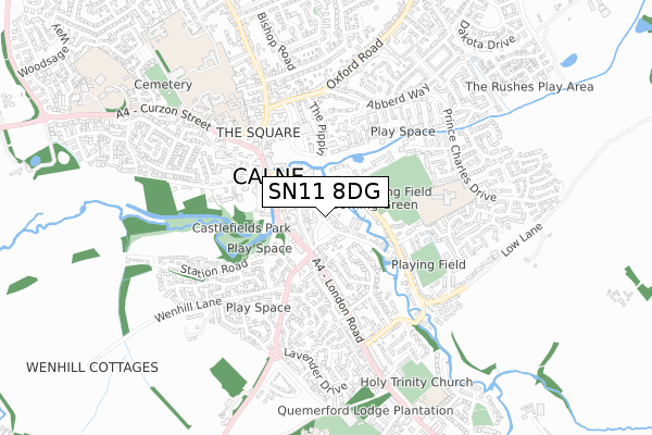 SN11 8DG map - small scale - OS Open Zoomstack (Ordnance Survey)