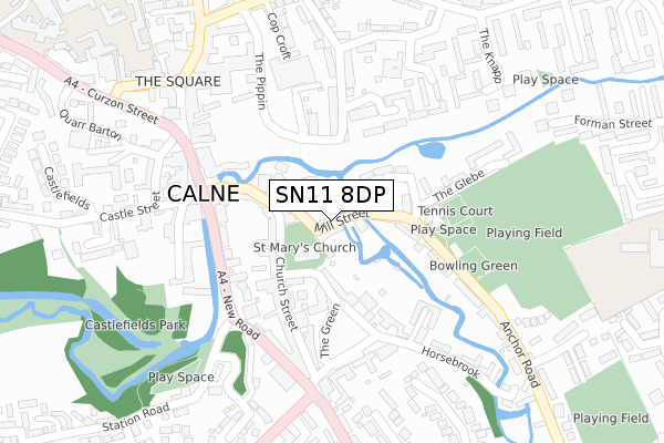 SN11 8DP map - large scale - OS Open Zoomstack (Ordnance Survey)