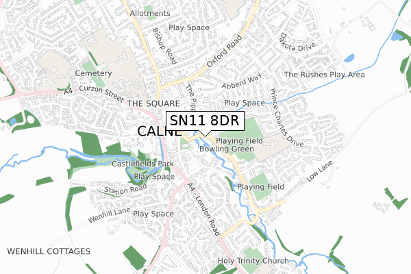 SN11 8DR map - small scale - OS Open Zoomstack (Ordnance Survey)