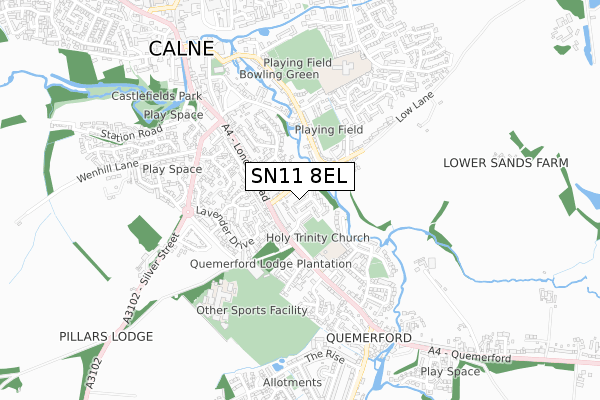 SN11 8EL map - small scale - OS Open Zoomstack (Ordnance Survey)