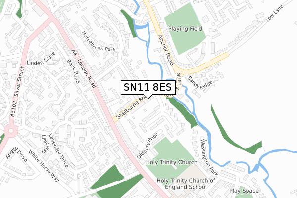 SN11 8ES map - large scale - OS Open Zoomstack (Ordnance Survey)