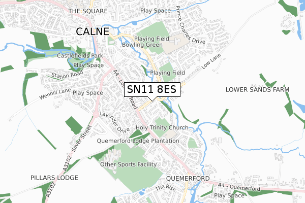 SN11 8ES map - small scale - OS Open Zoomstack (Ordnance Survey)