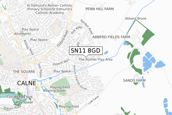 SN11 8GD map - small scale - OS Open Zoomstack (Ordnance Survey)