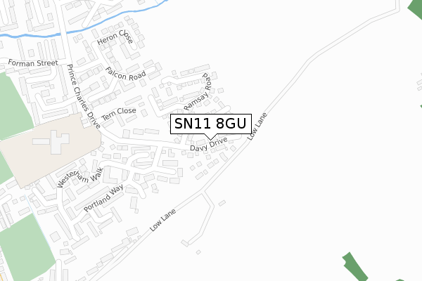 SN11 8GU map - large scale - OS Open Zoomstack (Ordnance Survey)