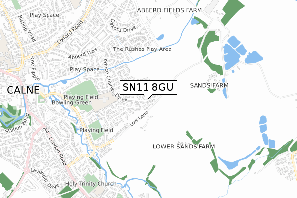 SN11 8GU map - small scale - OS Open Zoomstack (Ordnance Survey)