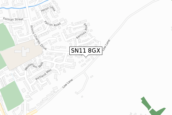 SN11 8GX map - large scale - OS Open Zoomstack (Ordnance Survey)