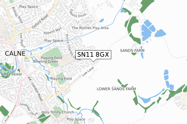 SN11 8GX map - small scale - OS Open Zoomstack (Ordnance Survey)