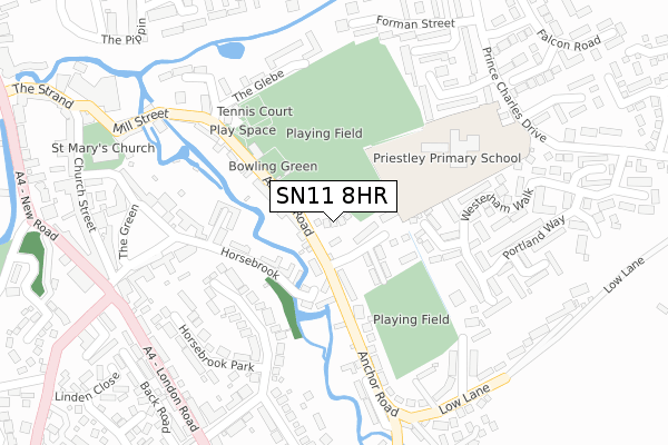 SN11 8HR map - large scale - OS Open Zoomstack (Ordnance Survey)