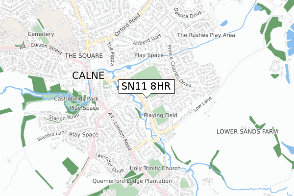 SN11 8HR map - small scale - OS Open Zoomstack (Ordnance Survey)