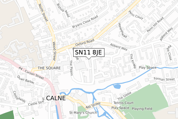 SN11 8JE map - large scale - OS Open Zoomstack (Ordnance Survey)