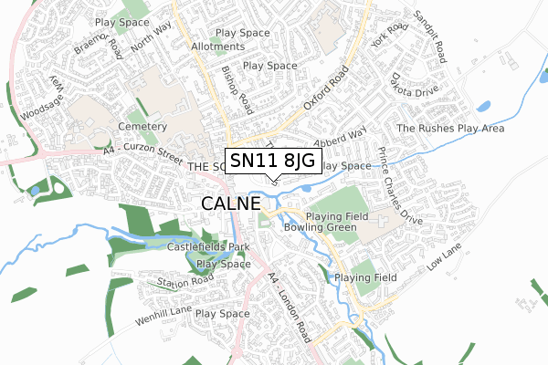 SN11 8JG map - small scale - OS Open Zoomstack (Ordnance Survey)