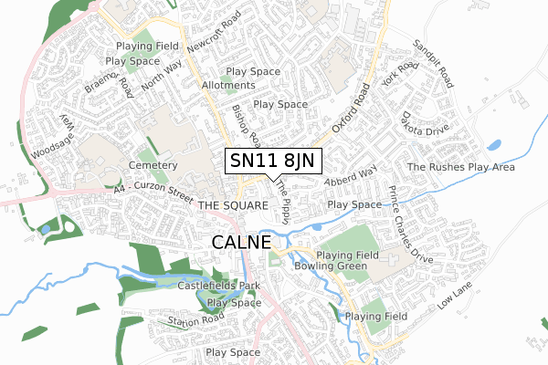 SN11 8JN map - small scale - OS Open Zoomstack (Ordnance Survey)