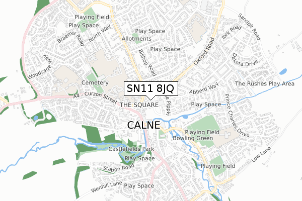 SN11 8JQ map - small scale - OS Open Zoomstack (Ordnance Survey)