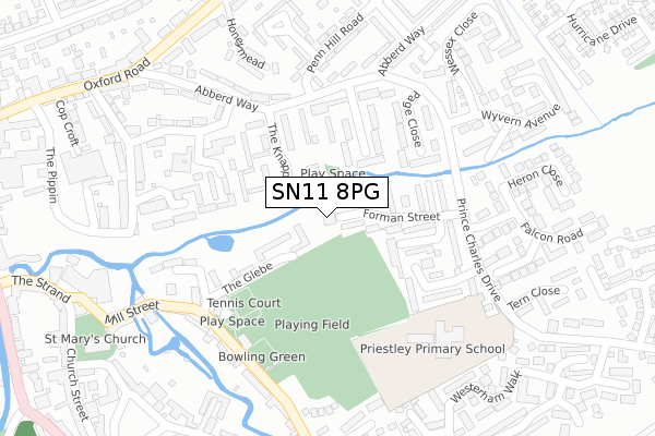 SN11 8PG map - large scale - OS Open Zoomstack (Ordnance Survey)